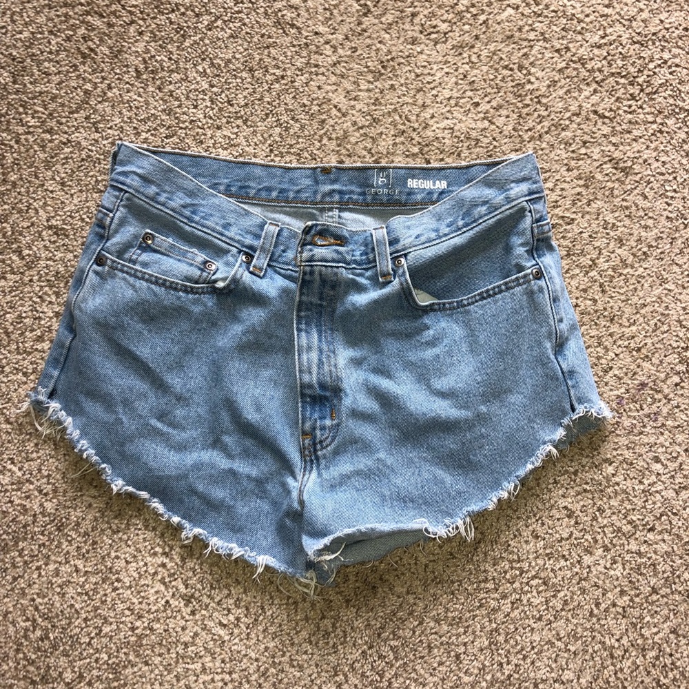 Denim distressed high waisted shorts